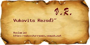 Vukovits Rezső névjegykártya